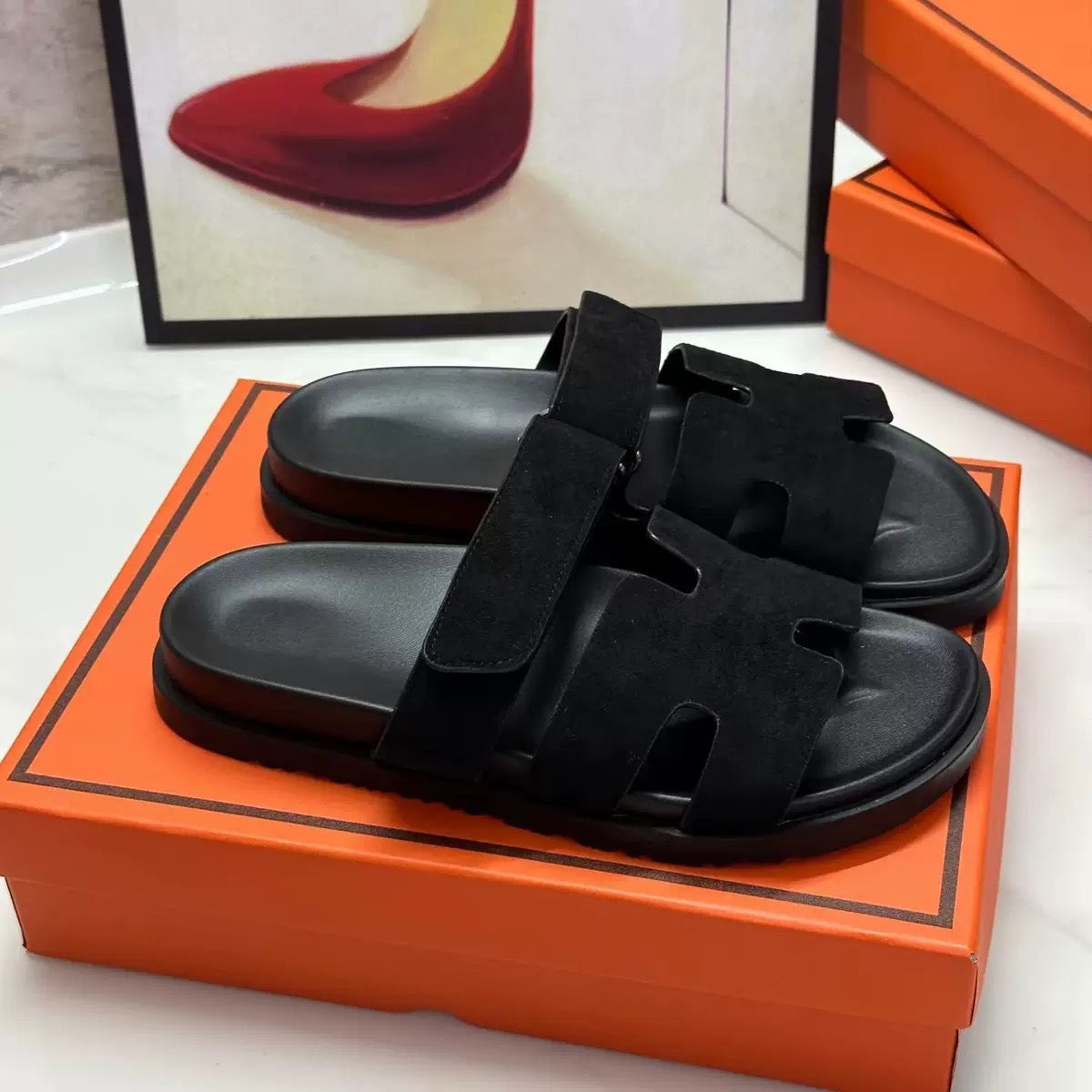Minimalist White H-Strap Slides