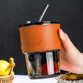 Premium Leather-Wrapped Glass Tumbler