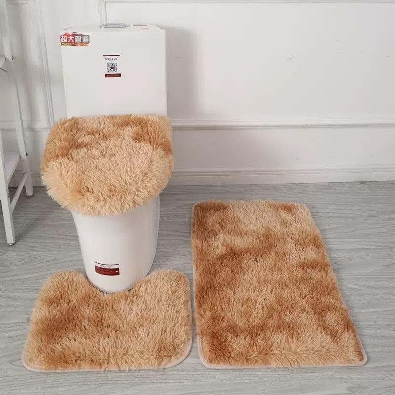 Luxury Shag Microfiber Bathroom Mat Set – 3-Piece Non-Slip Comfort