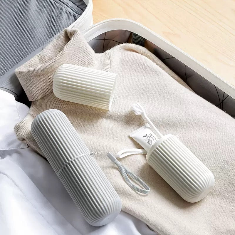 The Ribbed Travel Toothbrush & Paste Pod – Portable Oral Care Organizer