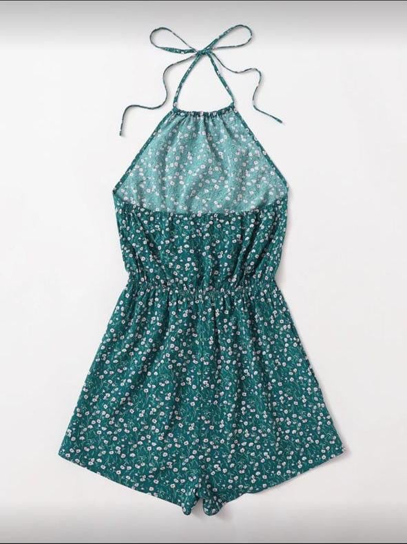 Emerald Meadow Halter Romper