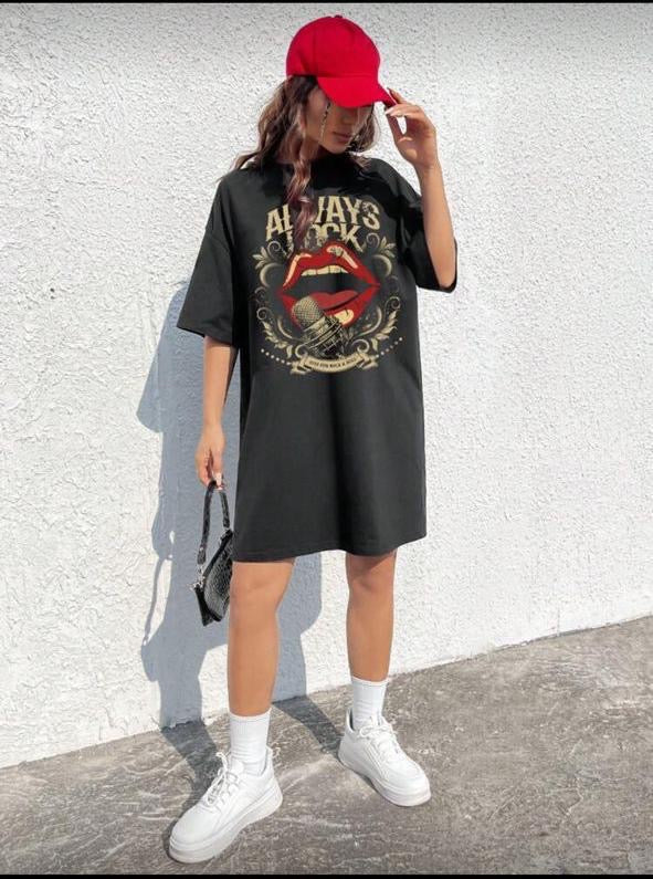 Always Rock Graphic T-Shirt Dress