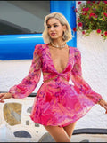 Sunset Abstract Cut-Out Romper