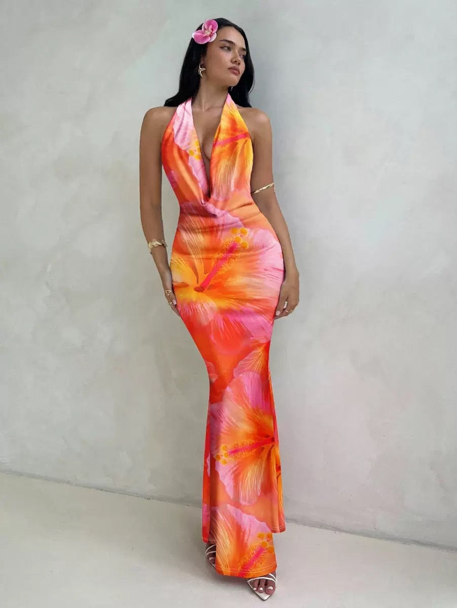 Crimson Lily Halter Maxi Dress