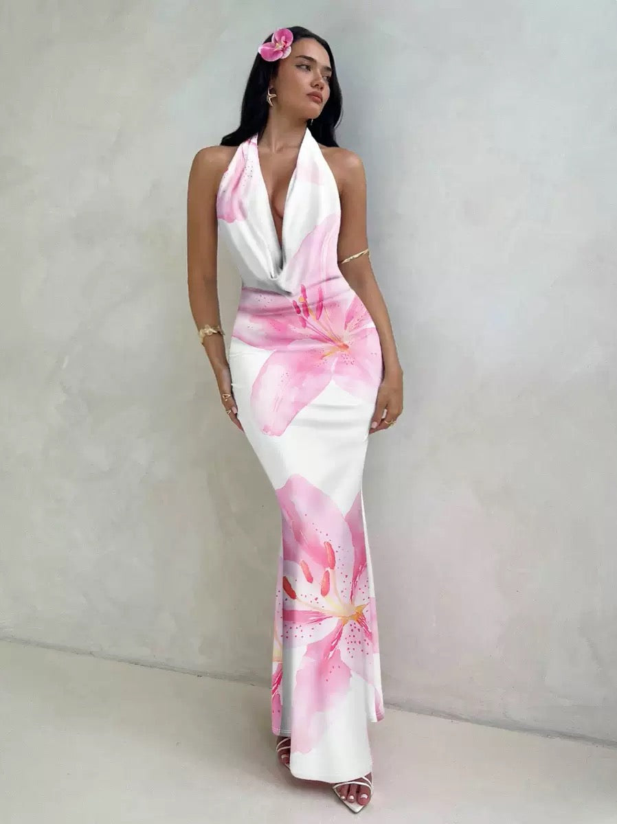 Crimson Lily Halter Maxi Dress